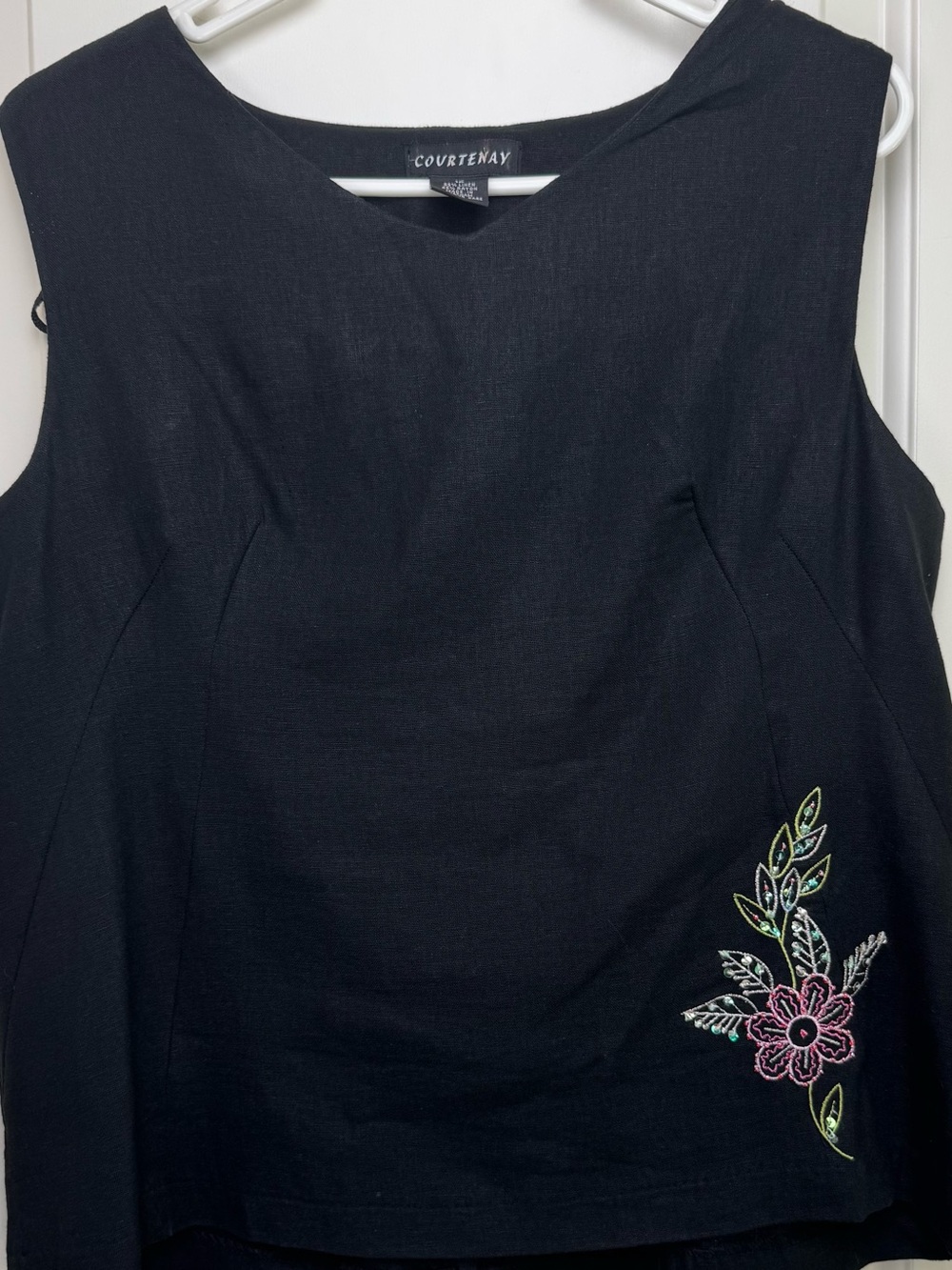 Courtenay Black Linen Blend Embroidered 2 Piece Pantsuit Set Size 12 - Picture 2 of 7